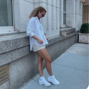 White Lugged platform converse